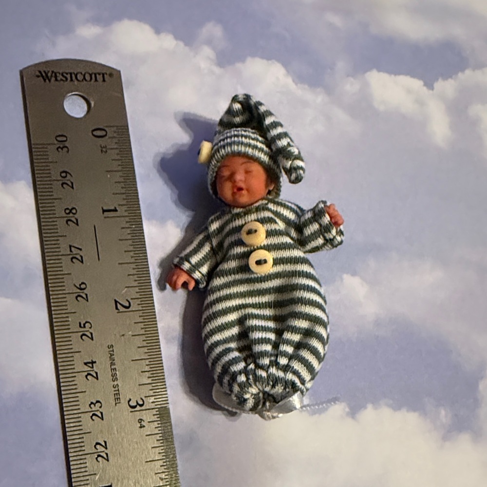 Green stripe bunting with hat my mini baby Zuru